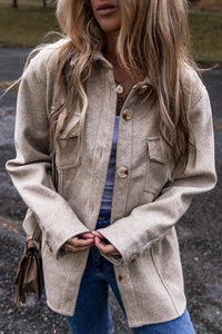 Thumbnail for Button Up Collared Neck Long Sleeve Jacket