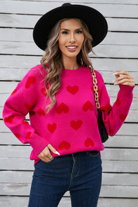 Thumbnail for Angel Wings Heart Round Neck Long Sleeve Sweater