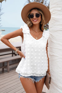 Thumbnail for Full Size Swiss Dot V-Neck Tank