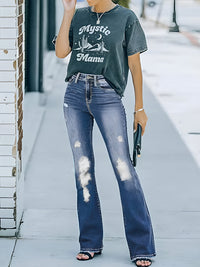 Thumbnail for Distressed Bootcut Jeans with Pockets