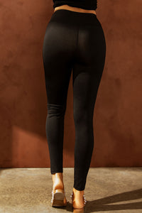 Thumbnail for Double Take Wide Waistband Distressed Slim Fit Leggings