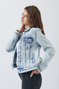 Thumbnail for RISEN Button Up Washed Denim Jacket