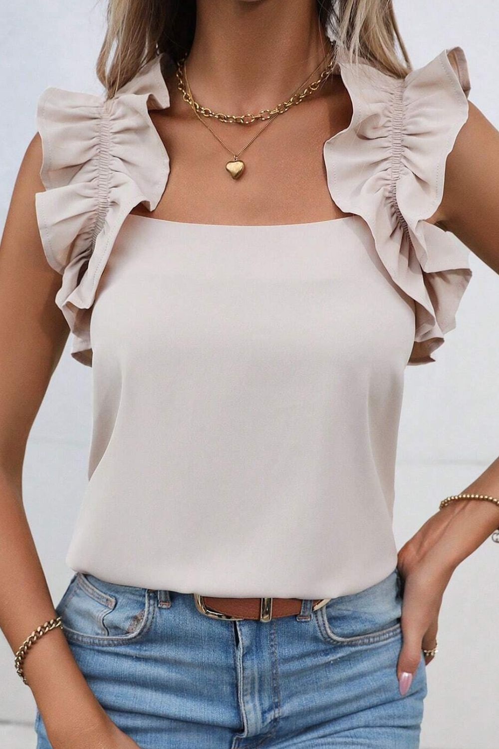 Mimosas On Me Ruffled Tank Top
