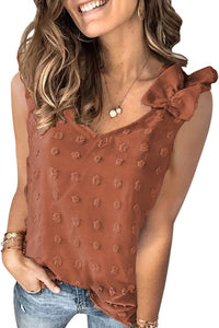 Thumbnail for Full Size Swiss Dot V-Neck Tank
