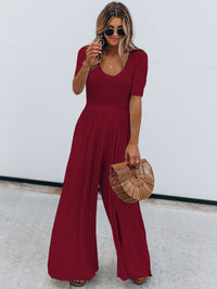 Thumbnail for Scoop Neck Short Sleeve Jumpsuit