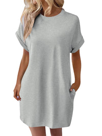 Thumbnail for Round Neck Short Sleeve Mini Dress