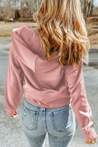 Thumbnail for Double Take Half-Zip Thumbhole Sleeve Hoodie