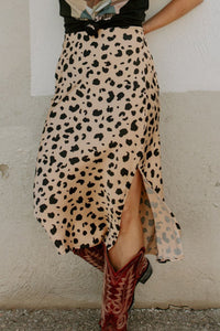 Thumbnail for Slit Printed Midi Skirt