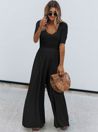 Thumbnail for Scoop Neck Short Sleeve Jumpsuit