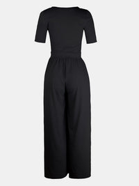 Thumbnail for Scoop Neck Short Sleeve Jumpsuit