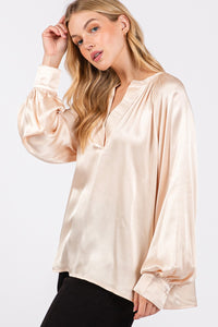 Thumbnail for SAGE + FIG Notched Long Sleeve Blouse