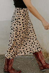Thumbnail for Slit Printed Midi Skirt