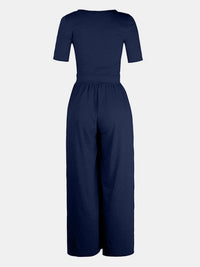 Thumbnail for Scoop Neck Short Sleeve Jumpsuit