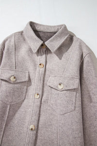 Thumbnail for Button Up Collared Neck Long Sleeve Jacket