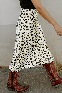Thumbnail for Slit Printed Midi Skirt