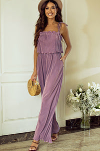 Thumbnail for Square Neck Spaghetti Strap Jumpsuit