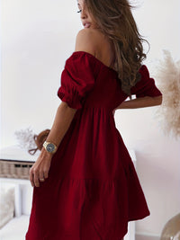 Thumbnail for Full Size Ruffled Off-Shoulder Short Sleeve Dress