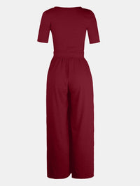 Thumbnail for Scoop Neck Short Sleeve Jumpsuit