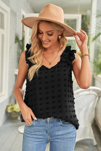 Thumbnail for Full Size Swiss Dot V-Neck Tank