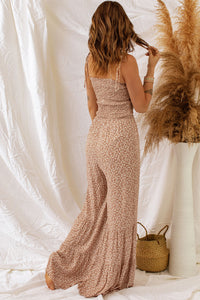 Thumbnail for Floral Spaghetti Strap Smocked Wide Leg Jumpsuit