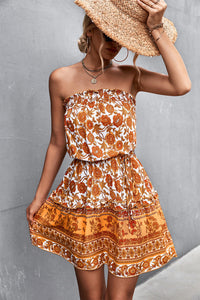 Thumbnail for Bohemian Strapless Mini Dress