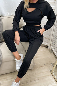 Thumbnail for Cut Out Crop Top and Joggers Set