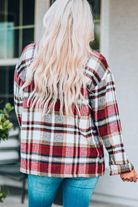 Thumbnail for Plaid Button Front Shirt Jacket with Breast Pockets