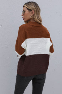 Thumbnail for Color Block Long Sleeve Sweater
