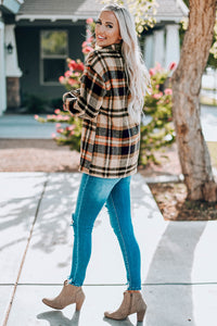 Thumbnail for Plaid Button Front Shirt Jacket with Breast Pockets