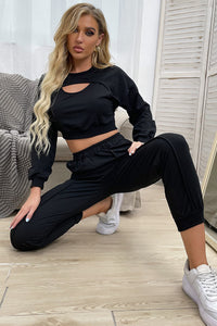 Thumbnail for Cut Out Crop Top and Joggers Set