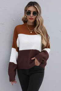 Thumbnail for Color Block Long Sleeve Sweater