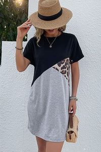 Thumbnail for Color Block Leopard Mini Dress