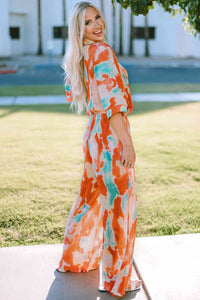 Thumbnail for Tie-Dye Collared Wide Leg Jumpsuit