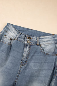 Thumbnail for Distressed Raw Hem Bootcut Jeans