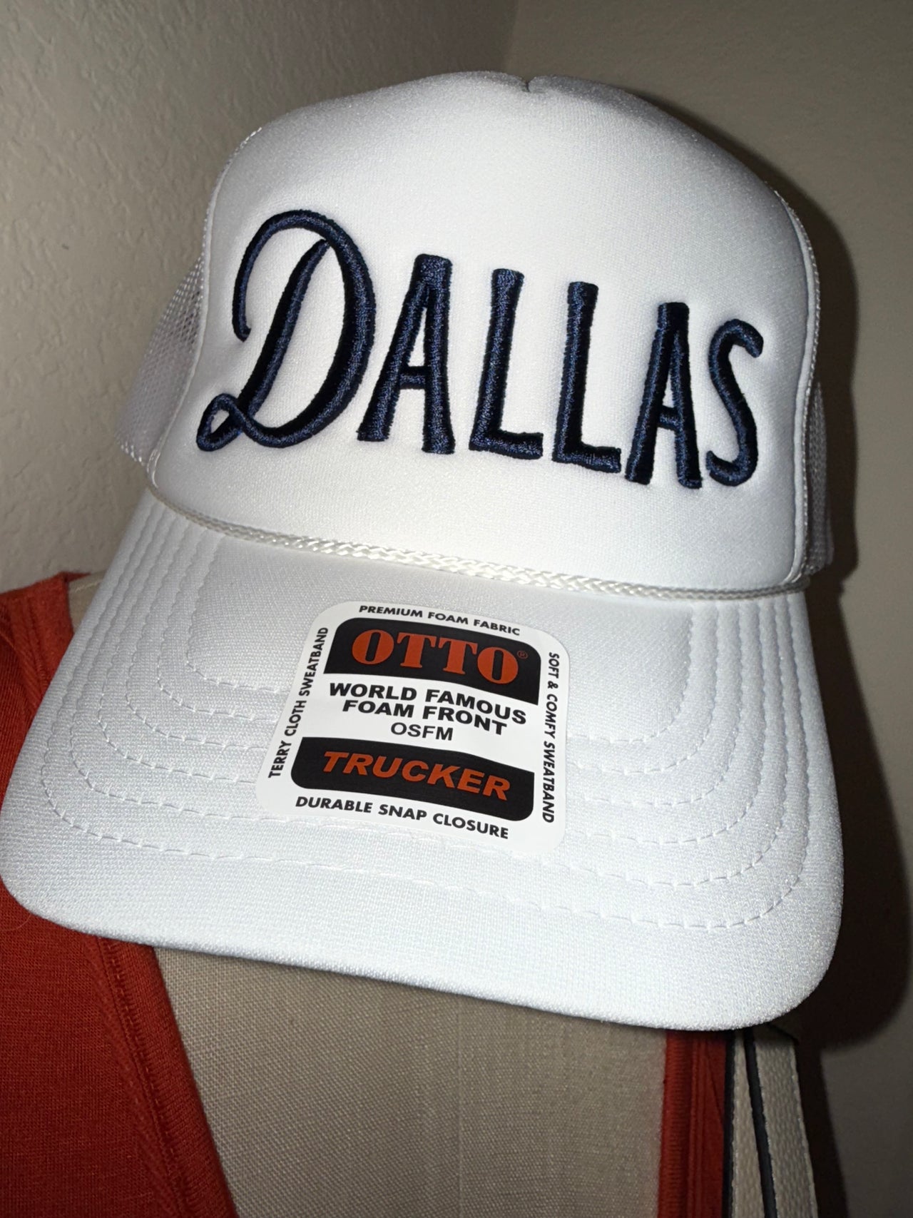 DALLAS 3D Embroidered Women’s Otto brand Foam Trucker Hat