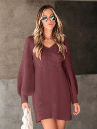 Thumbnail for Perfee Long Sleeve Sweater Mini Dress