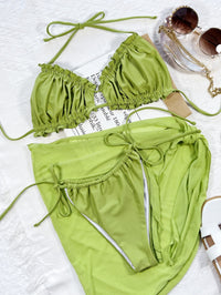 Thumbnail for Frill Trill Halter Neck Three-Piece Swim Suit